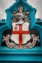 The Coat of Arms of the City of London on Tower Bridge by the Thames Royalty Free Stock Photo